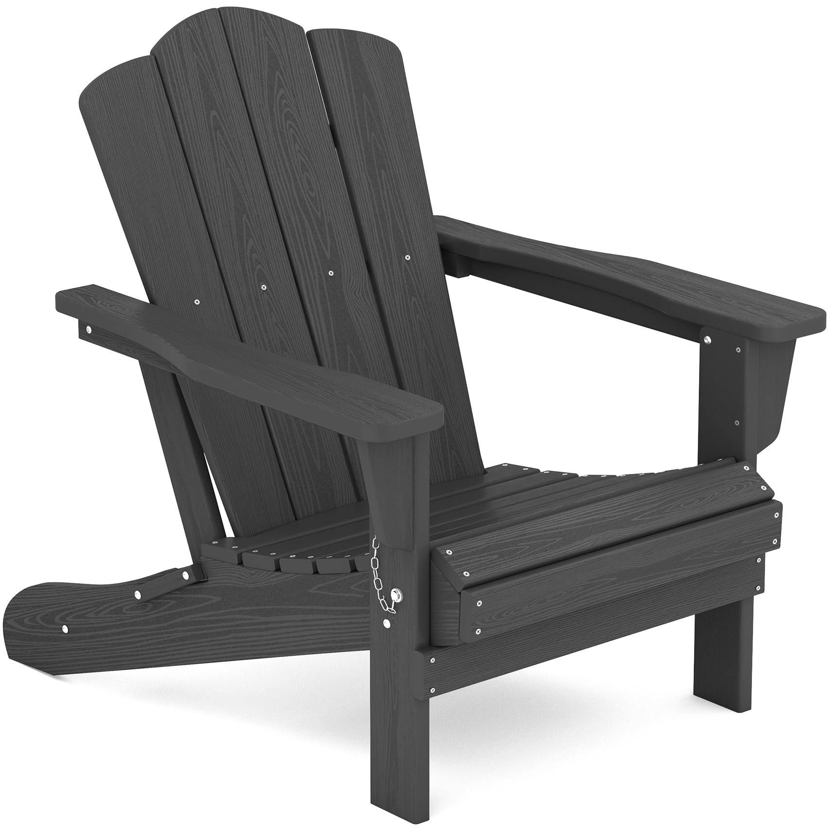 Kingyes Folding Adirondack Chair For Relaxing, Hdpe All-Weather Folding Adirondack Chair, Stackable, Arm Rest, Ergonomic, Grey